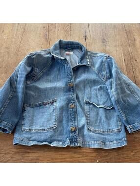 Pilcro Anthropologie Brand Jean Jacket Studs Size Large